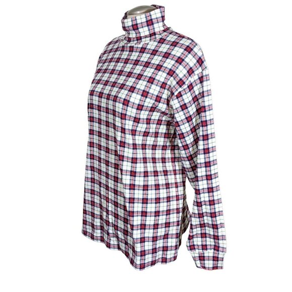 Vintage Signatures by Northern Isles Womens XL Turtleneck Top Plaid Check Cotton - Picture 4 of 6